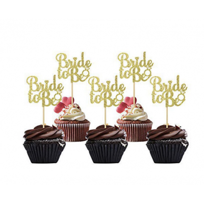 Hens Night Cupcake Toppers 12pack - BRIDE TO BE GOLD 